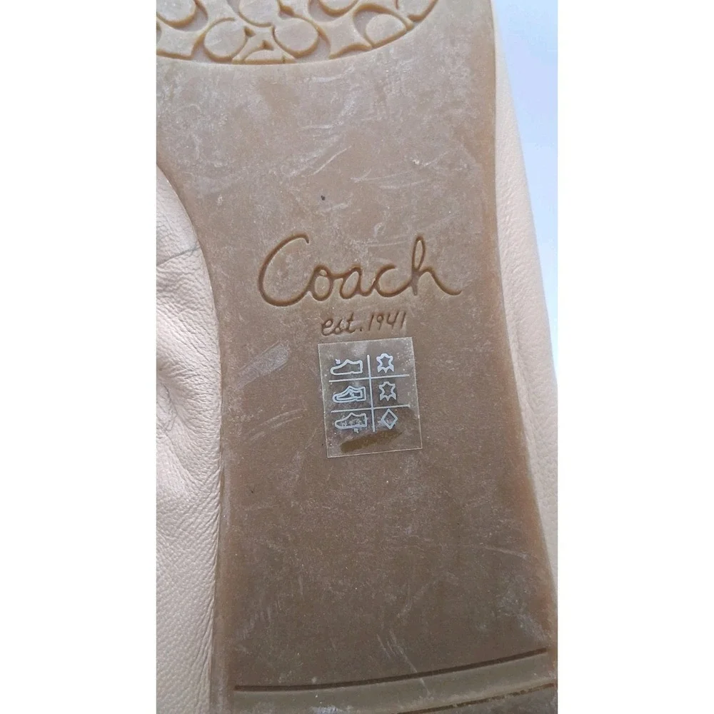 Coach DEMI Foldable Ballet Slip On Flats Size 11B Beige Black Gold Tone Bow - Picture 7 of 11